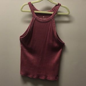Red high neckline tank top